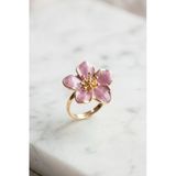 Gold Ayarlanabilir Mor Sakura Çiçeği Yüzük