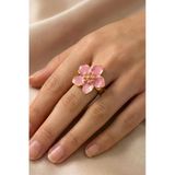 Gold Ayarlanabilir Pembe Sakura Çiçeği Yüzük