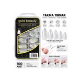 Gold Beauty 100 Adet Badem Model Şeffaf Takma Tırnak – Natural Look Salon Tipi Profesyonel Tırnak Ucu