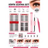 Gold Beauty Takma Kirpik Seti 600 Parça 8mm/10mm/12mm/14mm/16mm Yapıştırıcı, Sabitleyici, Cımbız