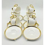Gold Beyaz Porselen Kahve Fincan 12 Parça & 6 Kişilik - Gold - Beyaz