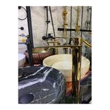 Gold Çanak Lavabo Bataryası Altın Çanak Musluğu Kare Slim Tasarım Çanak Bataryası Parlak Gold