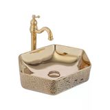 Gold Çanak Lavabo Seramik Banyo Lavabosu Altın 47X36 Armatür Hariçtir