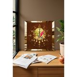 Gold Çerçeveli Turuncu Osmanlı Tuğrası Temalı Dekoratif Mdf Duvar Saati - Altın - 40 x 40