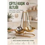 Gold Çiftli Kepçe Kaşık Altlığı Dikey Tezgah Üstü Kaşıklık Standı 18/10 304 Paslanmaz Çelik 723676