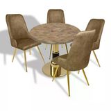 Gold - Çırağan Mutfak Masa Takımı - (Yuvarlak Çap 80Cm - Werzalit, Wermodin Ve Allzalit Tabla) - Edgy Wood-Kahve