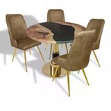 Gold - Çırağan Mutfak Masa Takımı - (Yuvarlak Çap 80Cm - Werzalit, Wermodin Ve Allzalit Tabla) - Epoxy-Kahve