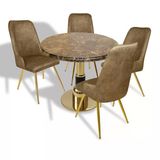 Gold - Çırağan Mutfak Masa Takımı - (Yuvarlak Çap 80Cm - Werzalit, Wermodin Ve Allzalit Tabla) - Karacabey Mermer-Kahve