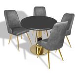 Gold - Çırağan Mutfak Masa Takımı - (Yuvarlak Çap 80Cm - Werzalit, Wermodin Ve Allzalit Tabla) - Siyah-Füme