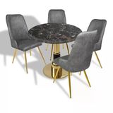 Gold - Çırağan Mutfak Masa Takımı - (Yuvarlak Çap 90Cm - Werzalit, Wermodin Ve Allzalit Tabla) - Teramo-Füme