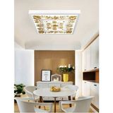 Gold Desenli Yaprak Avize, 60WATT Beyaz Işık, LED 60X60 Armatür, Ev Salon Lambası, Trend Ürün Avize