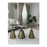 Gold Design ANTİK ESKİTME Pera 2+1 set, iki yan sehpa bir büyük orta sehpa