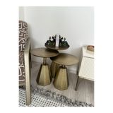 Gold Design ANTİK ESKİTME pera üçlü takım yan sehpa zigon