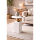 Gold Design OBLİX , krem-gold kombini tekli yan sehpa zigon tamamı mobilya , lake 60 CM
