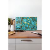 Gold Detay Mermer Desen Cam Kesme Tahtası, Silikon Ayaklı, Isıya Kırılmaya Dayanıklı, Sunum Tablası - 30 x 45 cm
