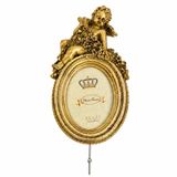 GOLD DETAYLI MELEK FİGÜRLÜ VINTAGE FOTOĞRAF ÇERÇEVESİ ASKI APARATLI DEKORATİF OVAL RESİM ÇERÇEVESİ KLASİK BAROK TASARIM ŞIK DUVAR DEKORU