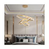 Gold Eskitme 3000K Işık Rengi, Kumandalı Ø100-80-60CM Çember LED Lamba,yuvarlak Sarkıt Avize,modern Aydınlatma