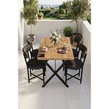 Gold Falez Mutfak Masası 4 Sandalyeli Set 110x70 Cm Modern Bahçe Cafe Masa Takımı 4 Kişilik Tedy 9881 Anstrasit Çok Renkli