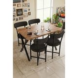 Gold Falez Mutfak Masası 4 Sandalyeli Set 110X70 cm Modern Bahçe Cafe Masa Takımı 4 Kişilik Tedy 9881 Anstrasit