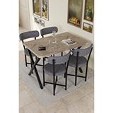 Gold Falez Mutfak Masası 4 Sandalyeli Set 110x70 Cm Modern Bahçe Cafe Masa Takımı 4 Kişilik Tedy 9883 Anstrasit Gri