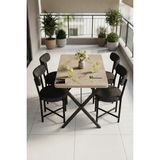 Gold Falez Mutfak Masası 4 Sandalyeli Set 110X70 cm Modern Bahçe Cafe Masa Takımı 4 Kişilik Tedy 9883 Anstrasit