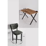 Gold Falez Mutfak Masası 4 Sandalyeli Set 110X70 cm Modern Masa Takımı Cafe Balkon Ofis Masa Elma 9885 Antrasit