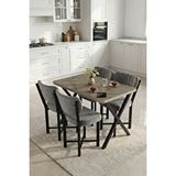 Gold Falez Mutfak Masası 4 Sandalyeli Set 110x70 Cm Modern Masa Takımı Cafe Balkon Ofis Masa Elma 9887 Anstrast Gri