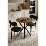 Gold Falez Mutfak Masası 70 Çap Yuvarlak 2 Sandalyeli Masa Takımı Modern Bahçe Balkon Cafe Teddy 9841 Antrasit