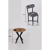 Gold Falez Mutfak Masası 70 Çap Yuvarlak 2 Sandalyeli Masa Takımı Modern Set Bahçe Balkon Cafe Teddy 9840 Gri