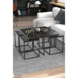 Gold Falez Siyah Kare Orta Sehpa ve Zigon Seti – 1. Sınıf Suntalam Metal, 72x72x41 cm, Şık ve Pratik Salon Kullanımı