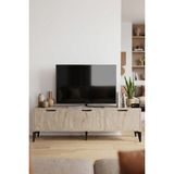 Gold Falez Tv Sehpası 160 cm Tv Ünitesi Kapaklı Modern Şık Minimal Salon Konsolu Royal 5092 Traverten
