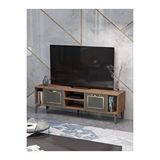 Gold Falez Tv Sehpası Tv Ünitesi Atlantik Çam Antrasit Gold 160 Cm Linya 5040 Kahverengi
