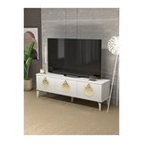 Gold Falez Tv Sehpası Tv Ünitesi Saraylı Beyaz Gold 5062