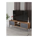 Gold Falez Tv Sehpası Tv Ünitesi Vera Atlantik Çam Antrasit Çizgili 5051 Kahverengi