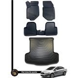 Gold Fiat Linea 3D Havuzlu Oto Paspas + Bagaj Havuzu Lila Ikili Set - Siyah