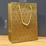Gold Geometrik Desenli Mini Boy Karton Hediye Çantası - Altın