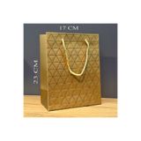 Gold Geometrik Desenli Orta Boy Karton Hediye Çantası 100305