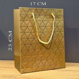 Gold Geometrik Desenli Orta Boy Karton Hediye Çantası