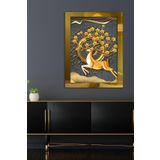 Gold Geyik Çiçekler Tek Parça Pleksi Tablo, 60 x 80, PT-014