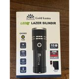 gold gk-9565 100w ultra güçlü 2200m menzil usb giriş-powerbank lazer silindir şarjlı el feneri 6000 mah - Siyah