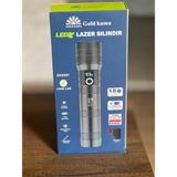 gold gk-9587 dijital göstergeli zoomlu silindir 130w ledli el feneri - Gümüş