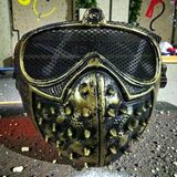 GOLD GOTİK PUNK MASKESİ CADILAR BAYRAMI KORKU MASKESİ HALLOWEEN MASK GOLD GOTİK PUNK GAZ MASKESİ