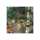 Gold - Gümüş Dekoratif Çerçeveli 6’lı Metal Çay Tabağı Seti – Lüks Çay Sunum Tabağı