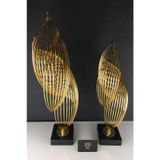 Gold H 2'li Ofis Metal Aksesuar Biblo Ev Salon Dekorasyon Obje