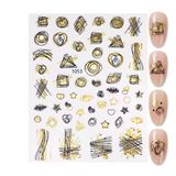 Gold Holografik Geometrik Çizim Tırnak Sticker Tırnak Etiketi Nail Art Jo-1053G