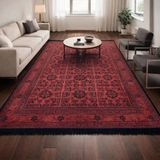 Gold Home Collection Yıkanabilir Dijital Baskılı Afgan Desen Halı Kırmızı