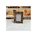 Gold home design Aynalı Fotoğraf Çerçevesi Yaprak Desen Gold