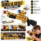 Gold Hunter Pilli Işıklı ve Sesli Oyuncak Tüfek – Altın Renk