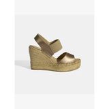 Gold Kadın Lastik Bantlı Slingback Dolgu Topuklu Deri Espadril
