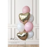 Gold Kalp Pembe ve Beyaz Lateks Balonlar Balon Demeti Set245